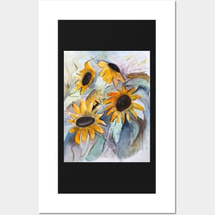 Loose semi-abstract sunflower painting Posters and Art